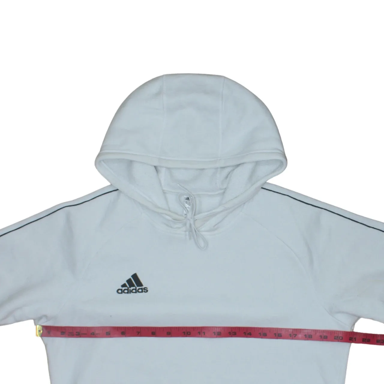 Adidas White Hoodie Men's Small Embroidered Logo Drawstring Hood Front Pocket Sweatshirt sold by Vintage Club product image thumbnail 5