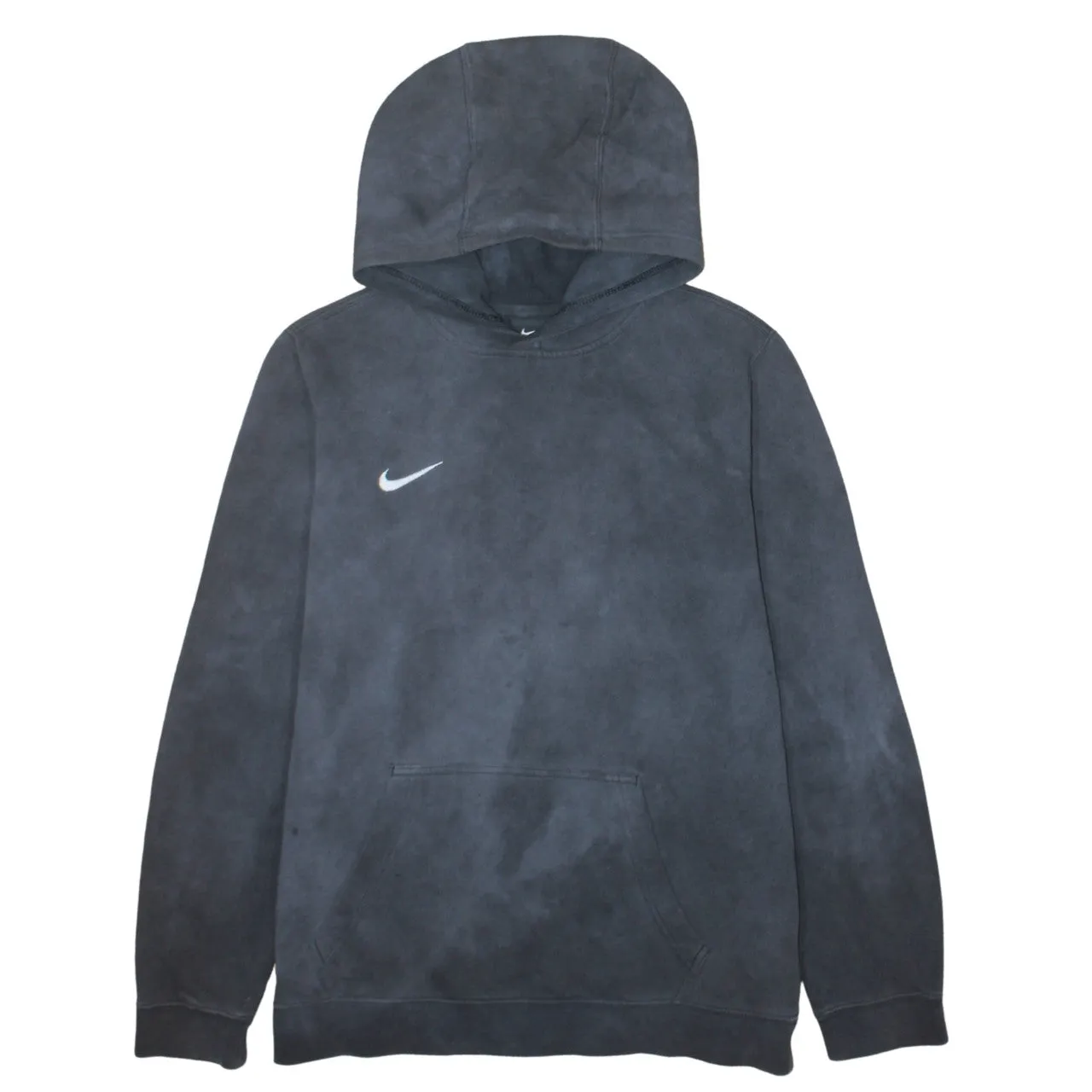 Nike Faded Black Hoodie Women’s Large Embroidered Swoosh Front Pouch Pullover Sweatshirt sold by Vintage Club
