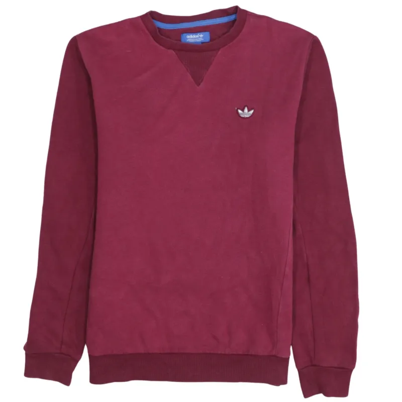 Adidas Burgundy Red Sweatshirt Men's Small Trefoil Embroidered Logo Crewneck Pullover Jumper made by Adidas