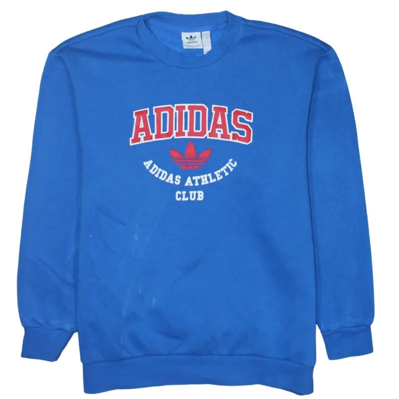 Adidas Blue Sweatshirt Men's XXSmall Printed Trefoil Logo Athletic Club Pullover Top sold by Vintage Club