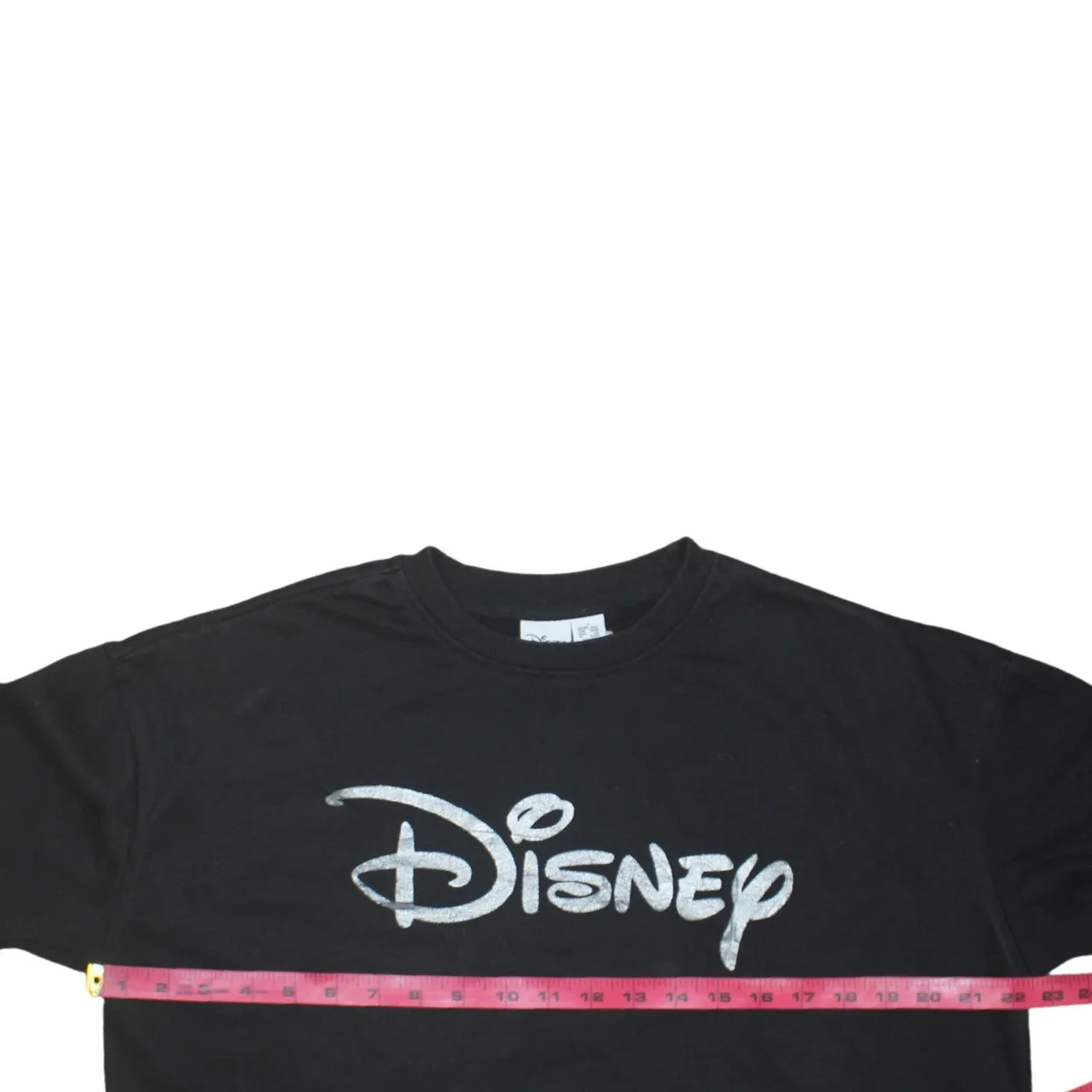Disney Black Sweatshirt Women's Small Silver Printed Logo Crewneck Pullover Top sold by Vintage Club product image thumbnail 5