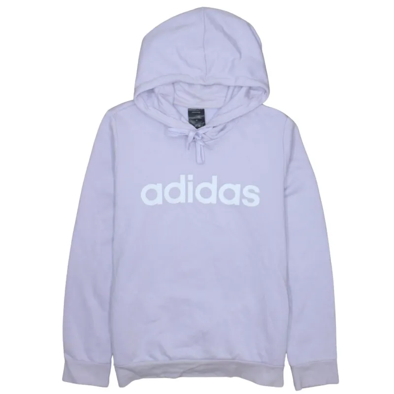 Adidas Lilac Hoodie Women's Medium Printed Logo Drawstring Hood Pullover Sweatshirt sold by Vintage Club