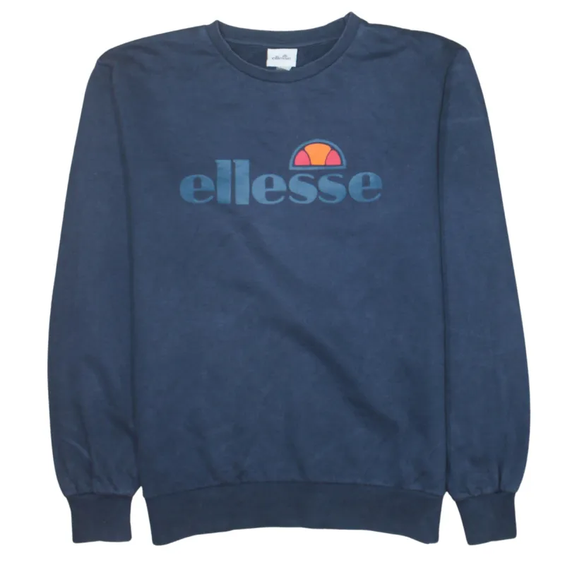 Ellesse Navy Blue Sweatshirt Women's Large Printed Logo Crewneck Pullover Top made by Ellesse