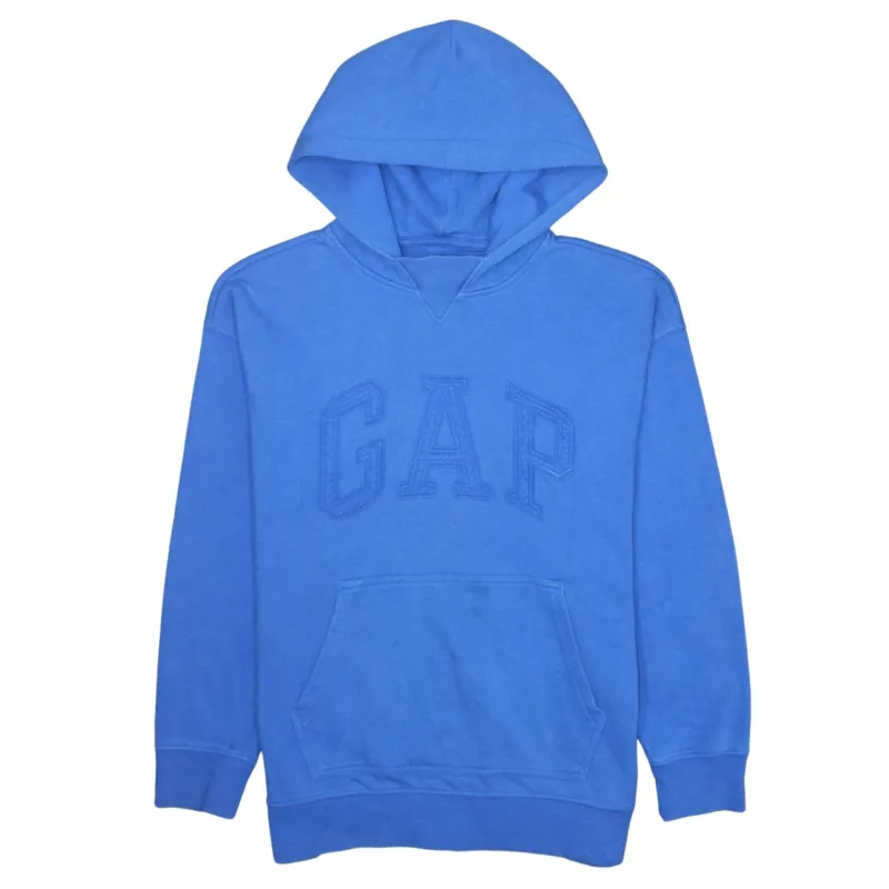 Gap Blue Hoodie Women’s Large Embroidered Logo Front Pocket Pullover Sweatshirt made by Vintage Club