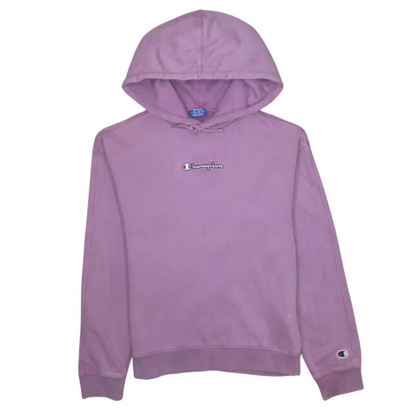 Champion Purple Hoodie Women’s Medium Embroidered Chest Logo Drawstring Hood Pullover made by Champion