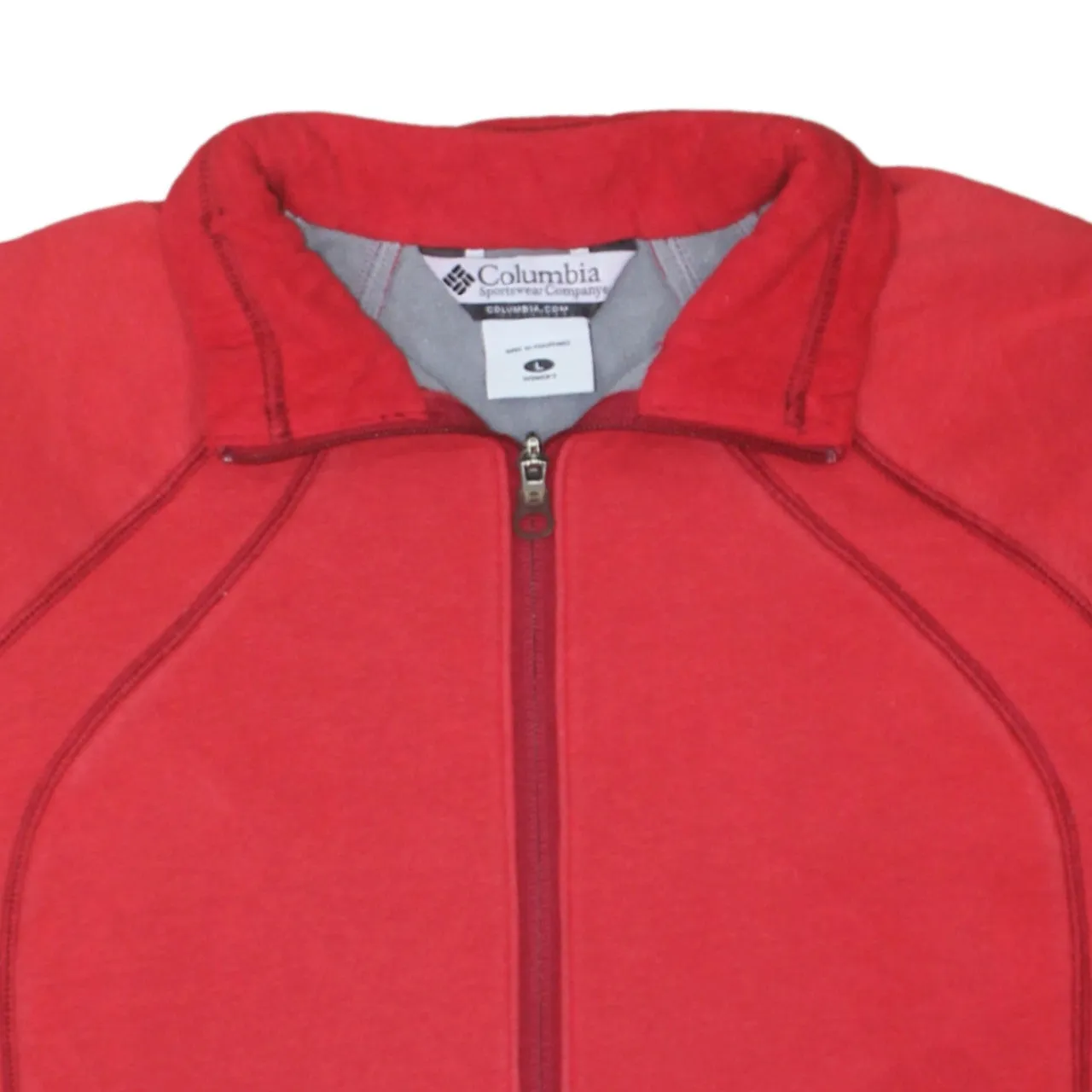 Columbia Red Full Zip Sweatshirt Women's Large Embroidered Sleeve Logo Fleece Lined Jacket sold by Vintage Club product image thumbnail 3