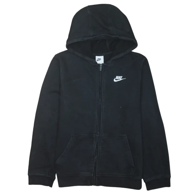 Nike Black Full Zip Hoodie Women’s XLarge Embroidered Swoosh Split Pocket Fleece Sweatshirt sold by Vintage Club