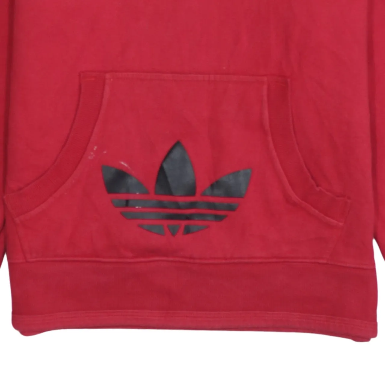 Adidas Red Hoodie Women’s Large Printed Logo Front Pouch Trefoil Pullover Sweatshirt sold by Vintage Club product image thumbnail 4