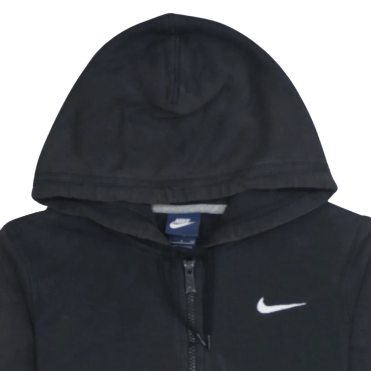 Nike Black Full Zip Hoodie Men's Small Embroidered Swoosh Split Pouch Pockets Sweatshirt sold by Vintage Club product image thumbnail 3