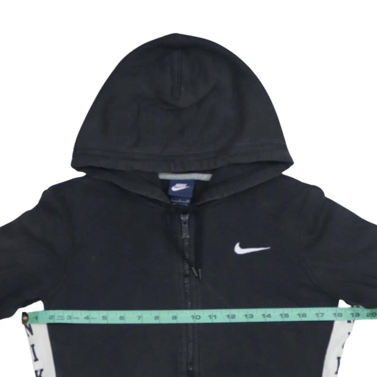 Nike Black Full Zip Hoodie Men's Small Embroidered Swoosh Split Pouch Pockets Sweatshirt sold by Vintage Club product image thumbnail 5