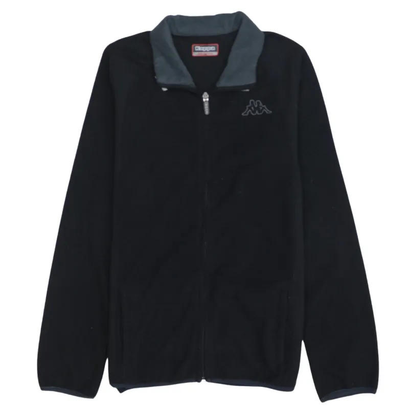 Kappa Black Fleece Jacket Women's Medium Embroidered Chest Logo Full Zip Pockets Outerwear made by Kappa