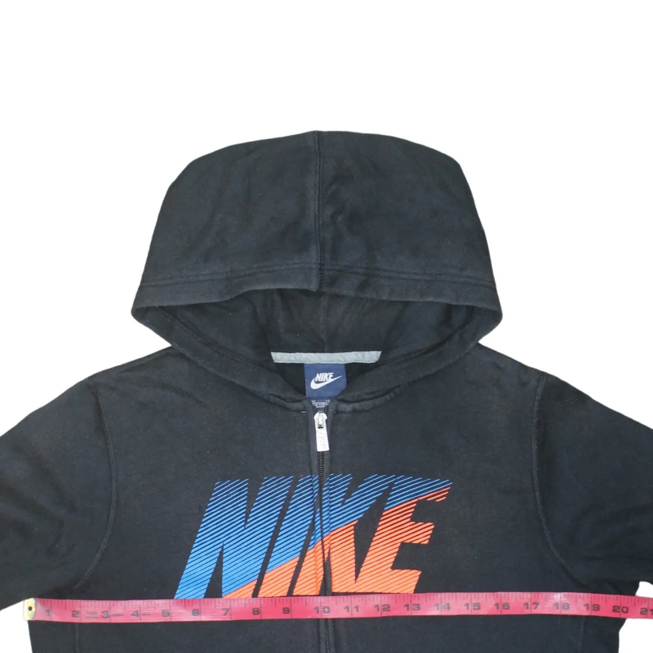 Nike Black Full Zip Hoodie Women’s XLarge Printed Logo Split Pocket Fleece Sweatshirt sold by Vintage Club product image thumbnail 5