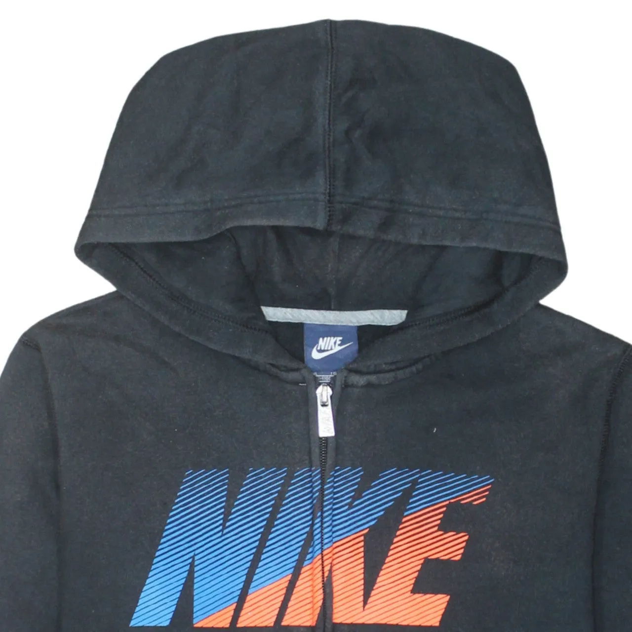 Nike Black Full Zip Hoodie Women’s XLarge Printed Logo Split Pocket Fleece Sweatshirt sold by Vintage Club product image thumbnail 3