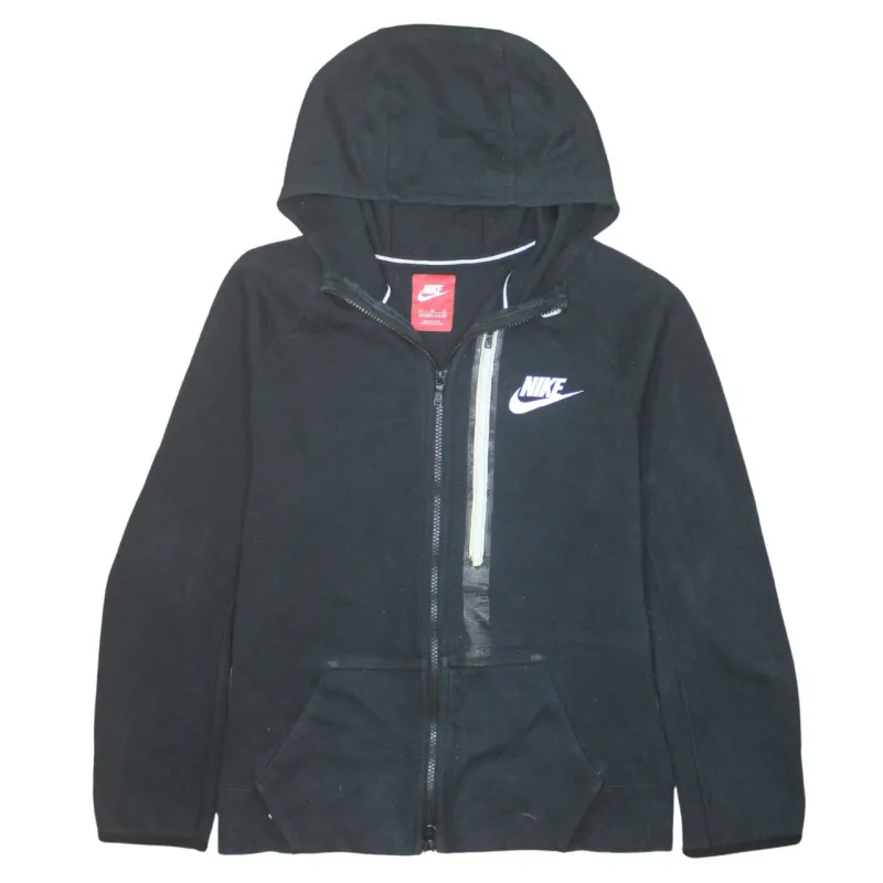Nike Black Full Zip Hoodie Women’s XLarge Embroidered Swoosh Chest Zip Pocket Sweatshirt made by Nike