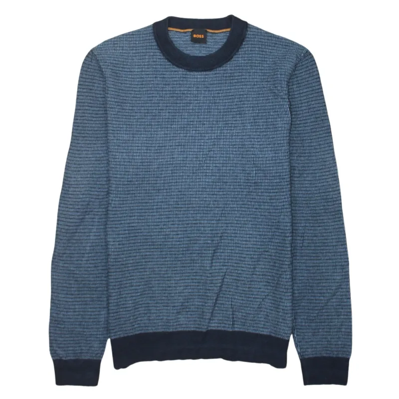 HUGO BOSS Blue Pattern Jumper Women's Medium Crew Neck Knit Pullover Sweater sold by Vintage Club
