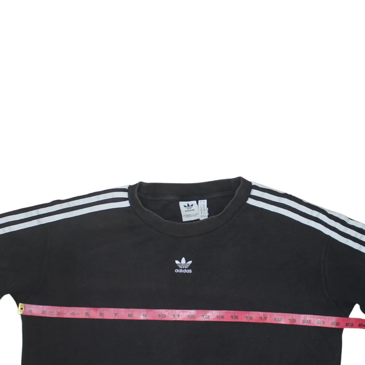 Adidas Black Sweatshirt Women’s Small Embroidered Trefoil Logo Three Stripe Sleeve Pullover Top sold by Vintage Club product image thumbnail 5