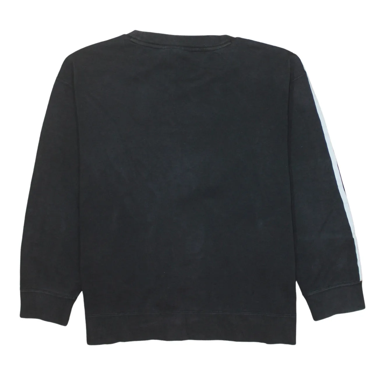 Adidas Black Sweatshirt Women’s Small Embroidered Trefoil Logo Three Stripe Sleeve Pullover Top sold by Vintage Club product image thumbnail 2