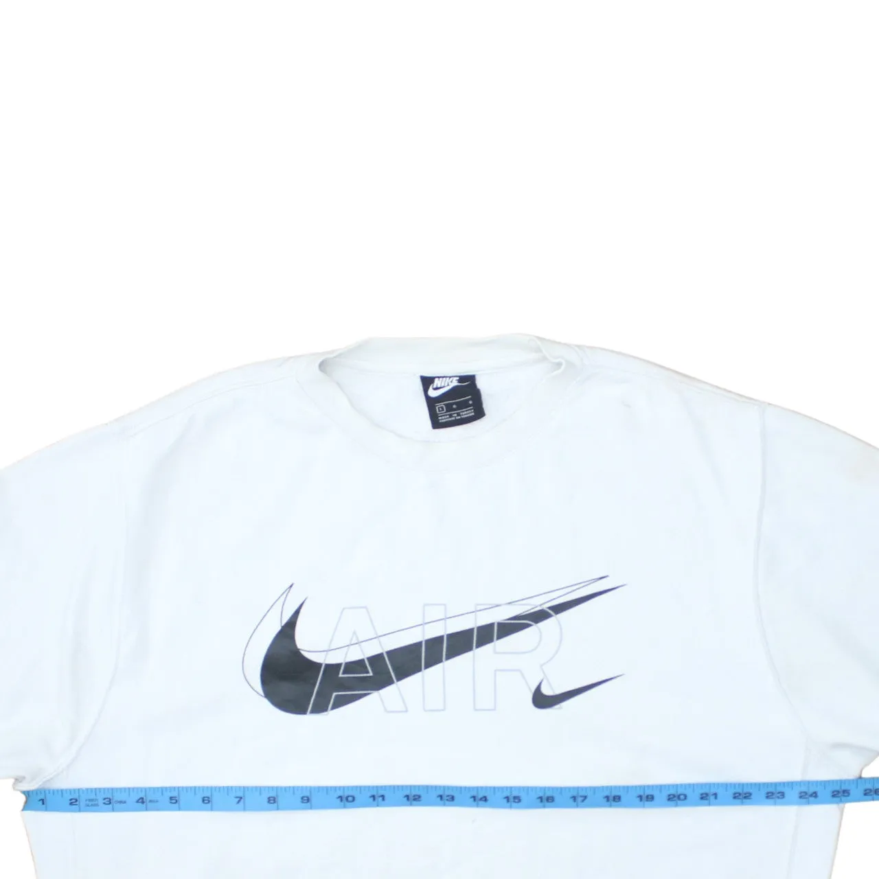 Nike White Sweatshirt Men's Large Printed Air Swoosh Logo Ribbed Cuffs Pullover Top sold by Vintage Club product image thumbnail 5