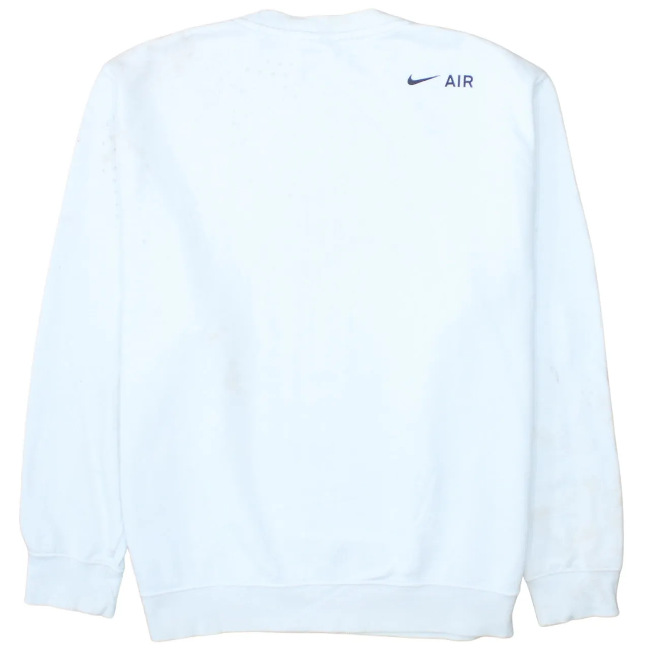 Nike White Sweatshirt Men's Large Printed Air Swoosh Logo Ribbed Cuffs Pullover Top sold by Vintage Club product image thumbnail 2