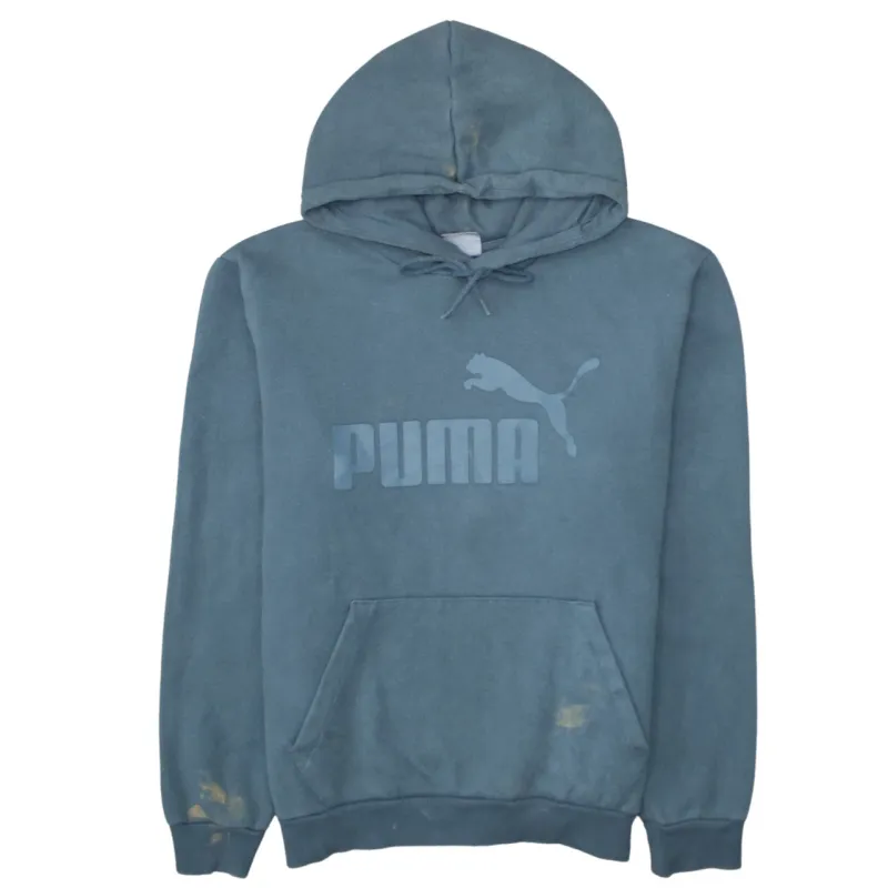 Puma Teal Green Hoodie Men's Medium Printed Logo Front Pocket Pullover Sweatshirt made by Puma