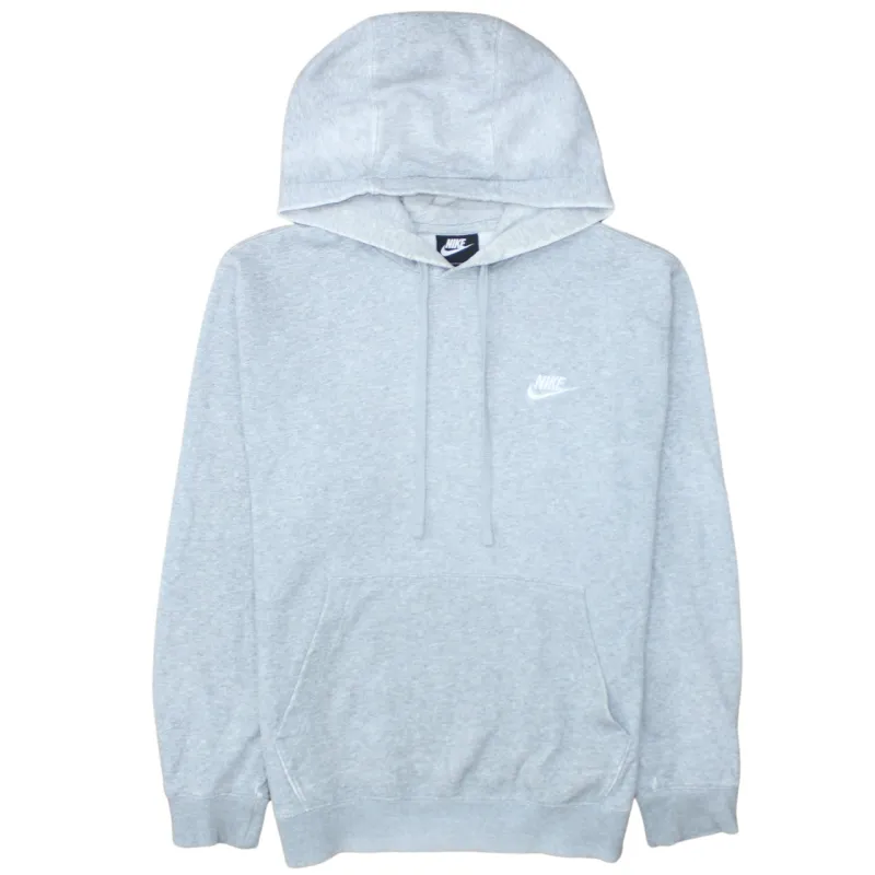 Nike Light Grey Hoodie Men’s Small Embroidered Swoosh Logo Drawstring Pullover Sweatshirt sold by Vintage Club