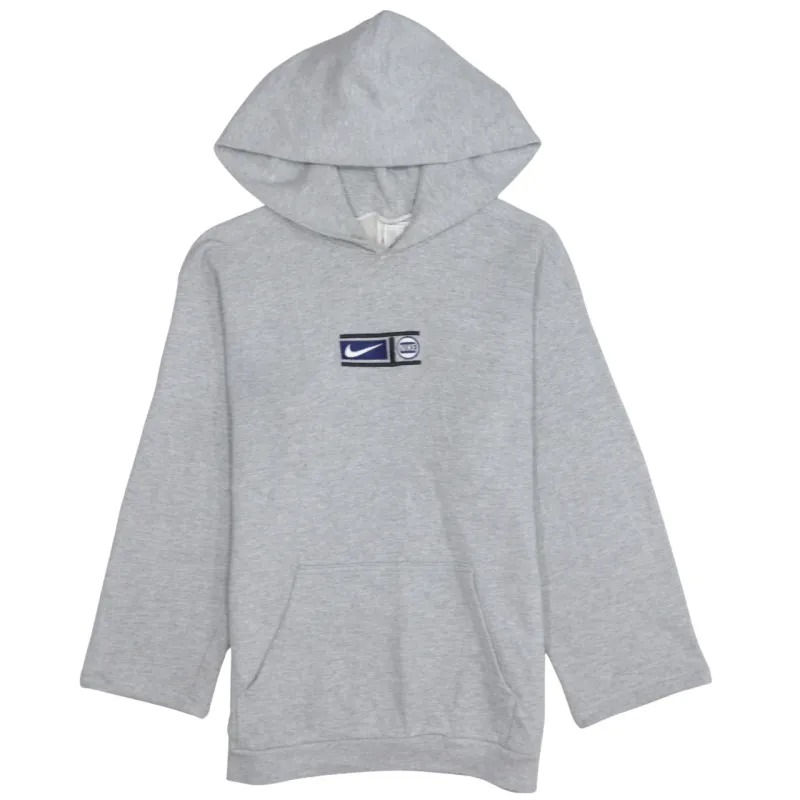 Nike Grey Hoodie Women’s Large Embroidered Chest Logo Fleece Lined Pullover Sweatshirt sold by Vintage Club