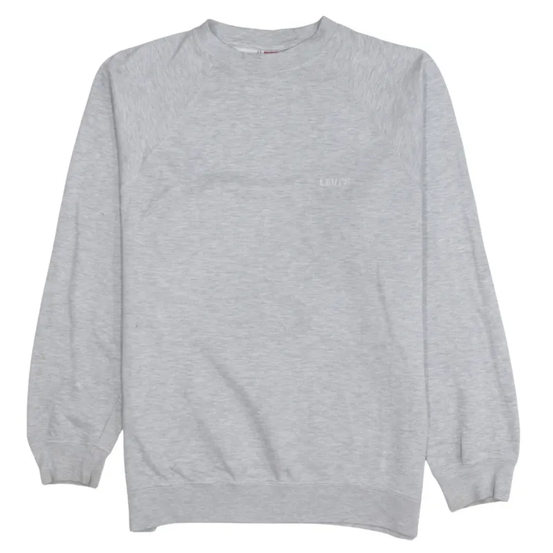 Levi's Light Grey Sweatshirt Women's Large Small Chest Logo Raglan Sleeves Pullover Jumper sold by Vintage Club