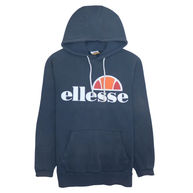 Ellesse Men's Small 90s Vintage Blue Spellout Pullover Hoodie made by Ellesse
