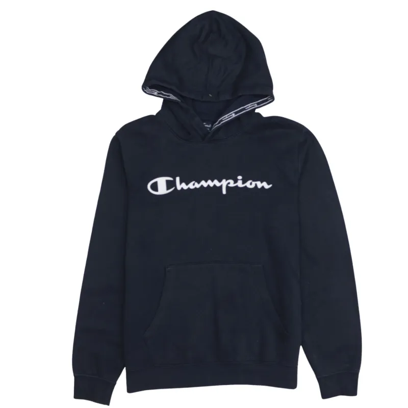 Champion Navy Blue Hoodie Women’s XXLarge Printed Script Logo Front Pocket Pullover Sweatshirt sold by Vintage Club