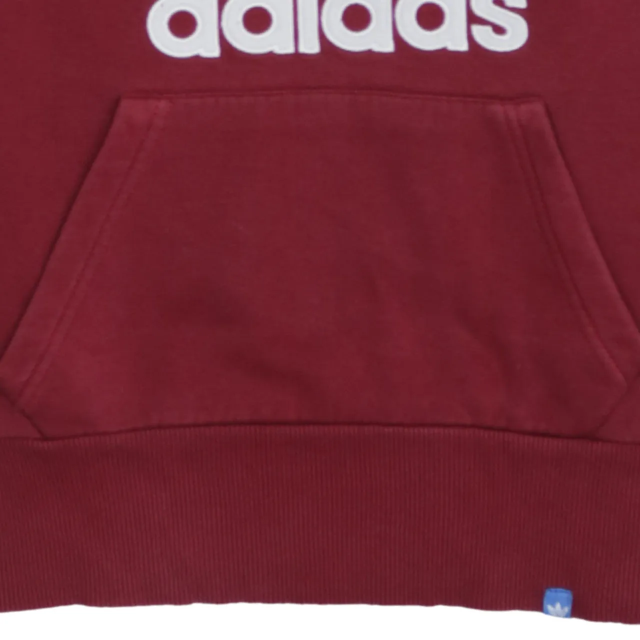 Adidas Burgundy Red Hoodie Women's Medium Trefoil Printed Logo Drawstring Pullover Sweatshirt sold by Vintage Club product image thumbnail 4
