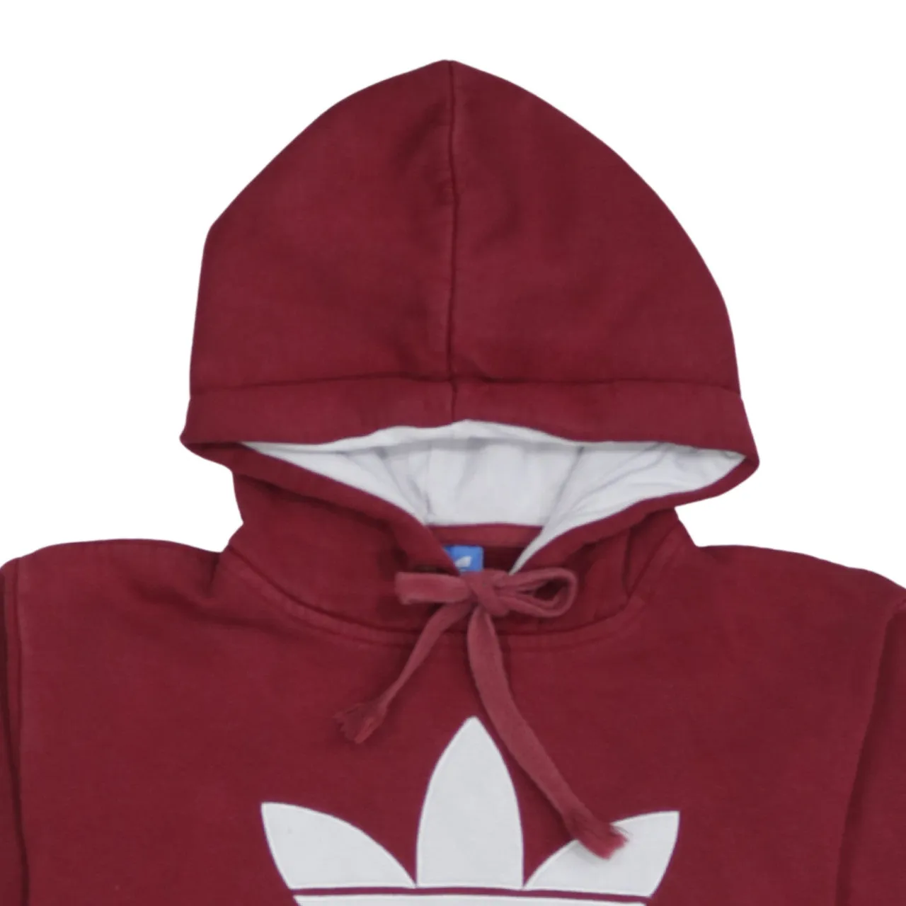 Adidas Burgundy Red Hoodie Women's Medium Trefoil Printed Logo Drawstring Pullover Sweatshirt sold by Vintage Club product image thumbnail 3