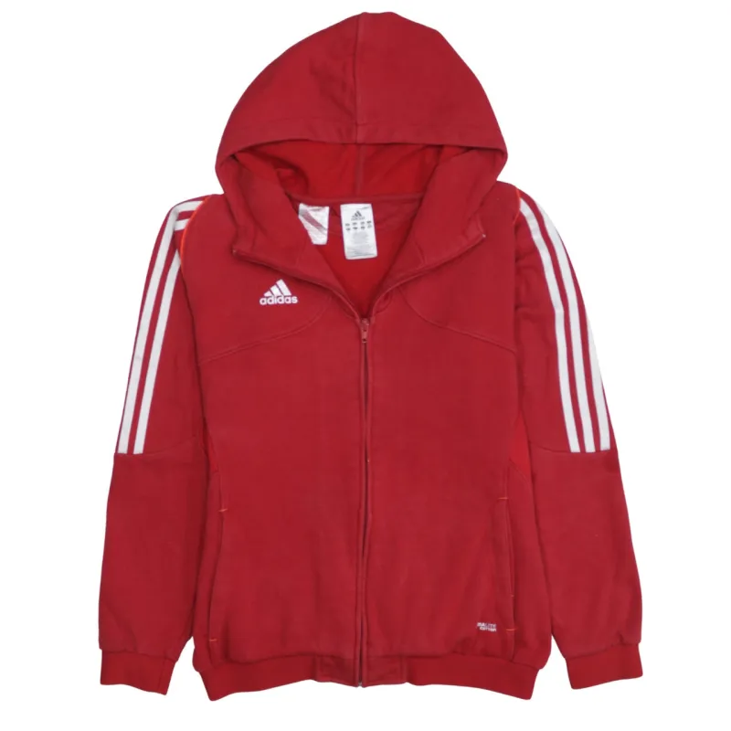 Adidas Red Hoodie Women’s Large Full Zip Three Stripe Sleeves Embroidered Logo Sweatshirt sold by Vintage Club