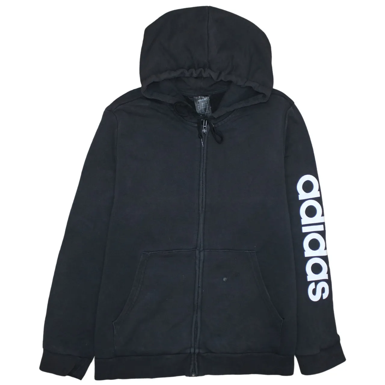 Adidas Black Hoodie Women’s XXLarge Zip Front Printed Sleeve Logo Casual Sweatshirt sold by Vintage Club