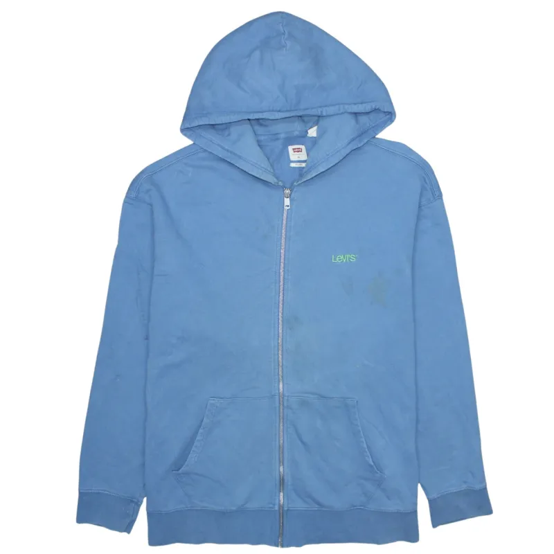 Levi's Blue Zip Hoodie Men's XLarge Embroidered Chest Logo Front Pockets Casual Sweatshirt sold by Vintage Club