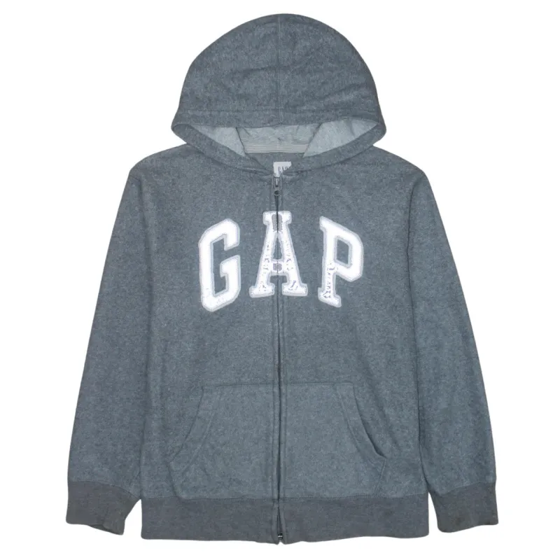 Gap Dark Grey Zip Hoodie Women’s XXLarge Embroidered Logo Split Pockets Fleece Sweatshirt made by Vintage Club