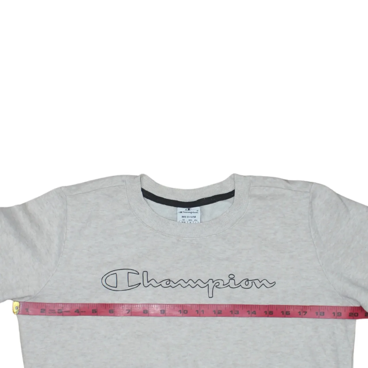Champion Light Grey Sweatshirt Men's Medium Embroidered Script Logo Ribbed Crewneck Pullover sold by Vintage Club product image thumbnail 5