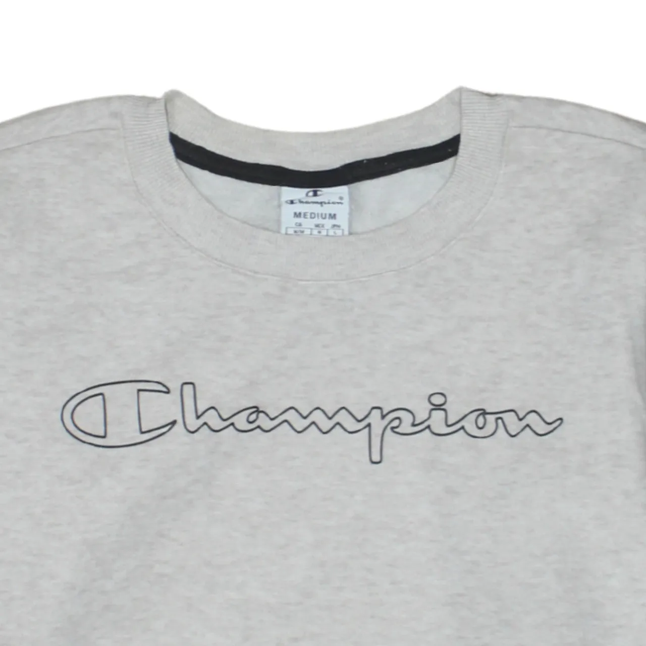 Champion Light Grey Sweatshirt Men's Medium Embroidered Script Logo Ribbed Crewneck Pullover sold by Vintage Club product image thumbnail 3