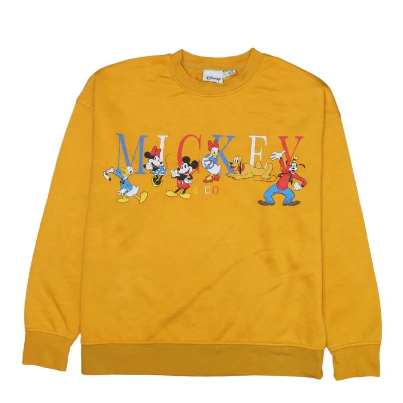 Disney Mustard Yellow Sweatshirt Women’s Small Mickey Co Printed Graphic Pullover Top sold by Vintage Club