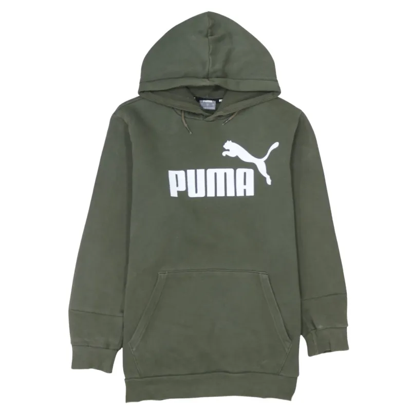 Puma Khaki Green Hoodie Men's Small Printed Big Logo Front Pocket Pullover Sweatshirt sold by Vintage Club