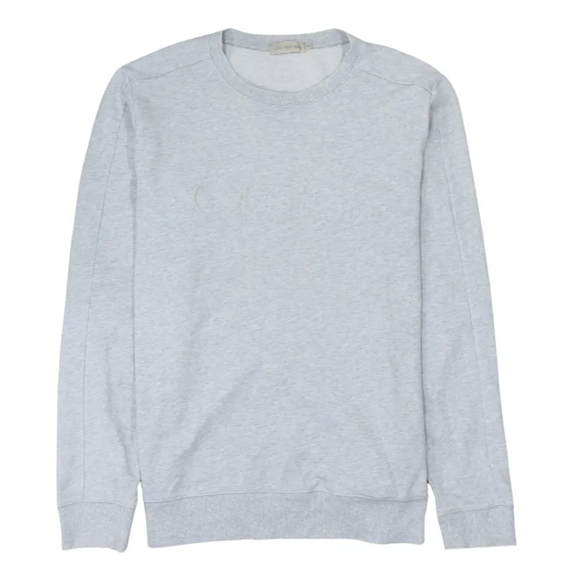 Calvin Klein Light Grey Sweatshirt Women’s XXLarge Subtle Embroidered Logo Crewneck Pullover Top made by Calvin Klein