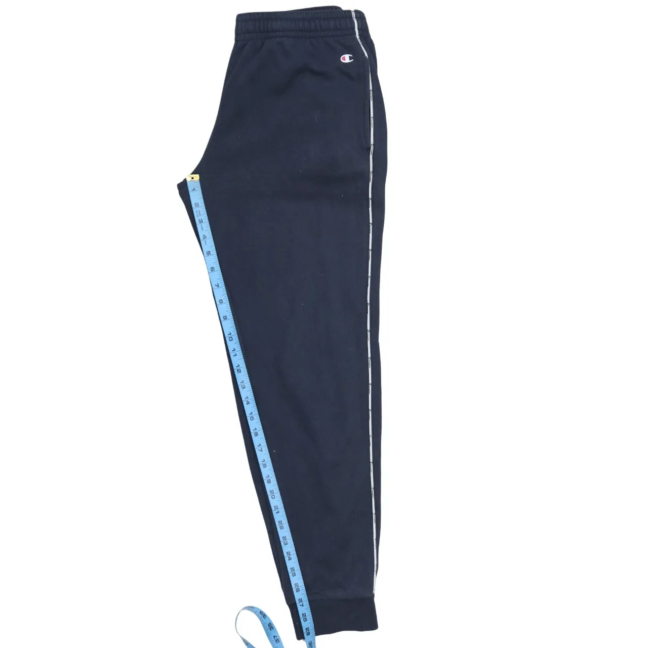 Champion Navy Blue Joggers Men’s Medium Printed Logo Cuffed Hem Side Tape Sweatpants sold by Vintage Club product image thumbnail 5