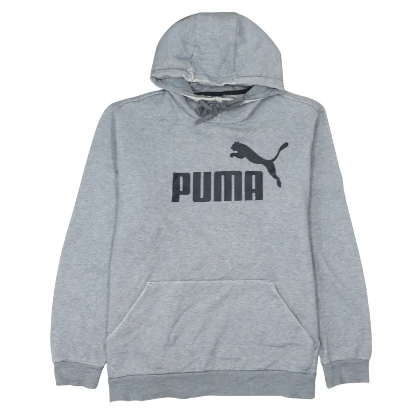 Puma Grey Hoodie Men's XLarge Printed Logo Drawstring Hood Front Pocket Sweatshirt sold by Vintage Club