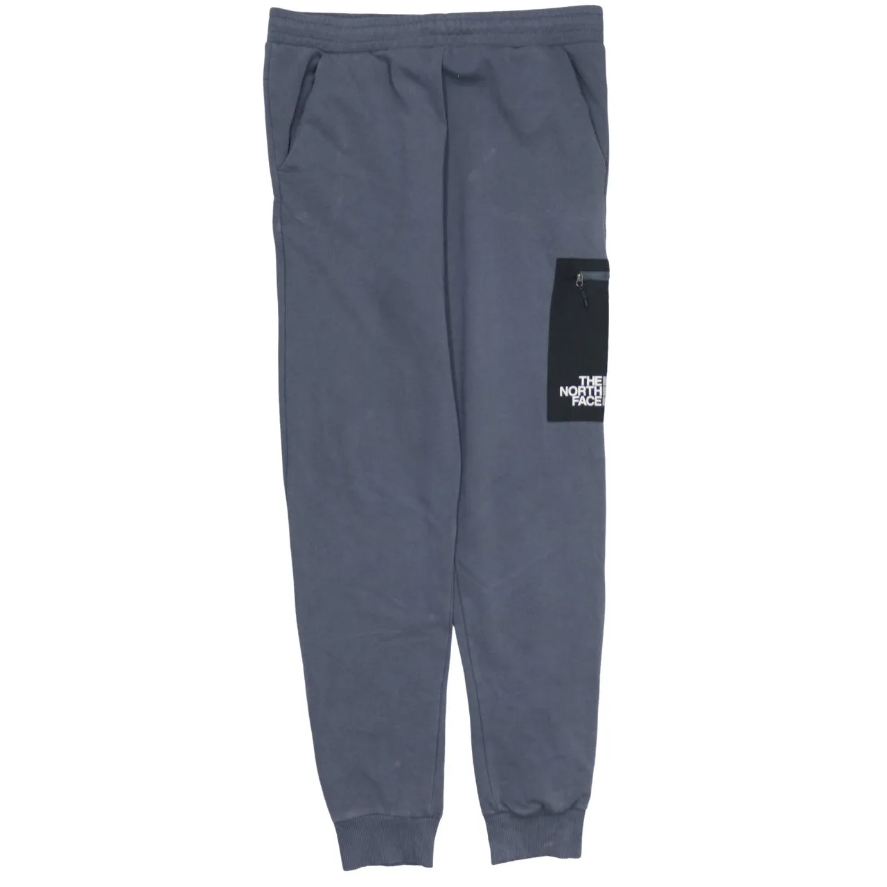The North Face Charcoal Grey Joggers Men's Medium Fleece Lined Zipped Cargo Pocket Printed Logo Sweatpants sold by Vintage Club