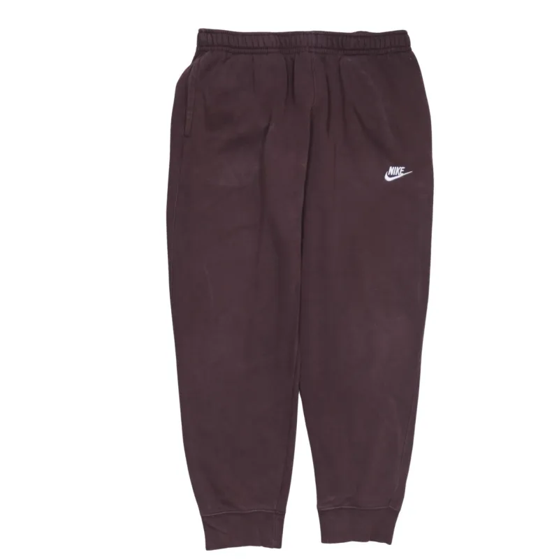 Nike Dark Burgundy Joggers Men’s Large Printed Swoosh Logo Elastic Waist Cuffed Sweatpants made by Nike