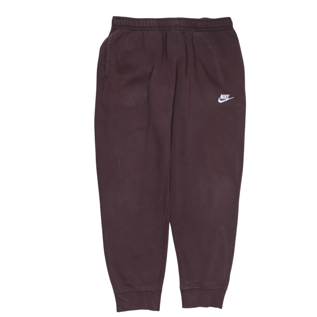 Nike Dark Burgundy Joggers Men’s Large Printed Swoosh Logo Elastic Waist Cuffed Sweatpants sold by Vintage Club