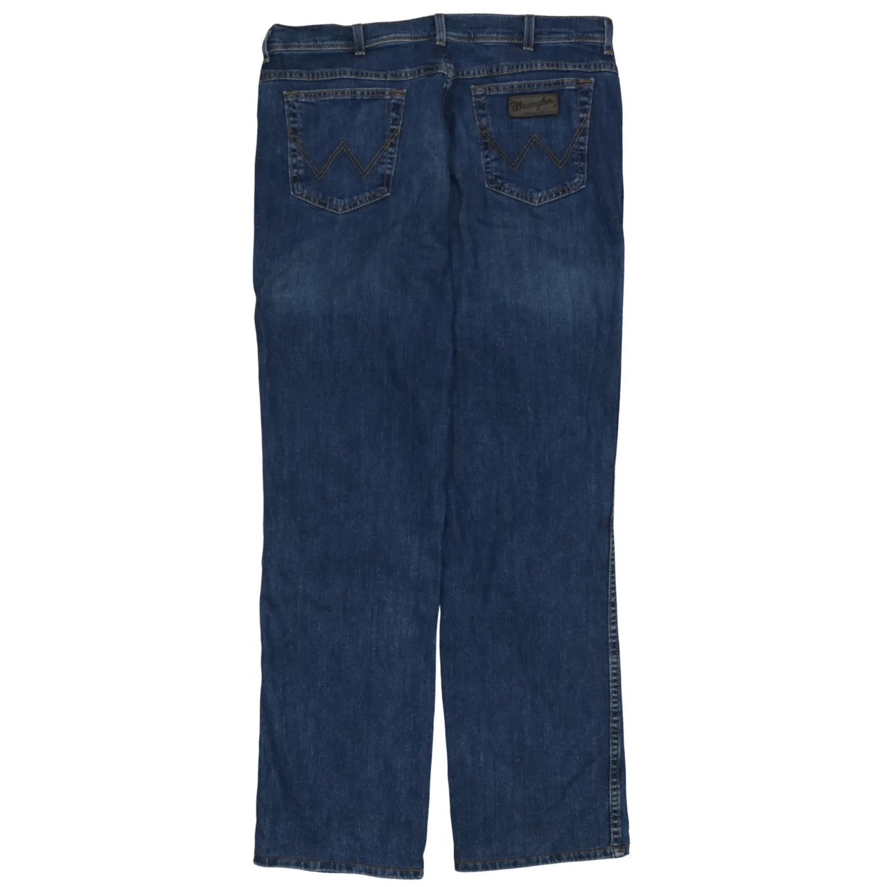 Wrangler Blue Denim Jeans Men's 38 Straight Leg Five Pocket Classic Stitching Pants sold by Vintage Club