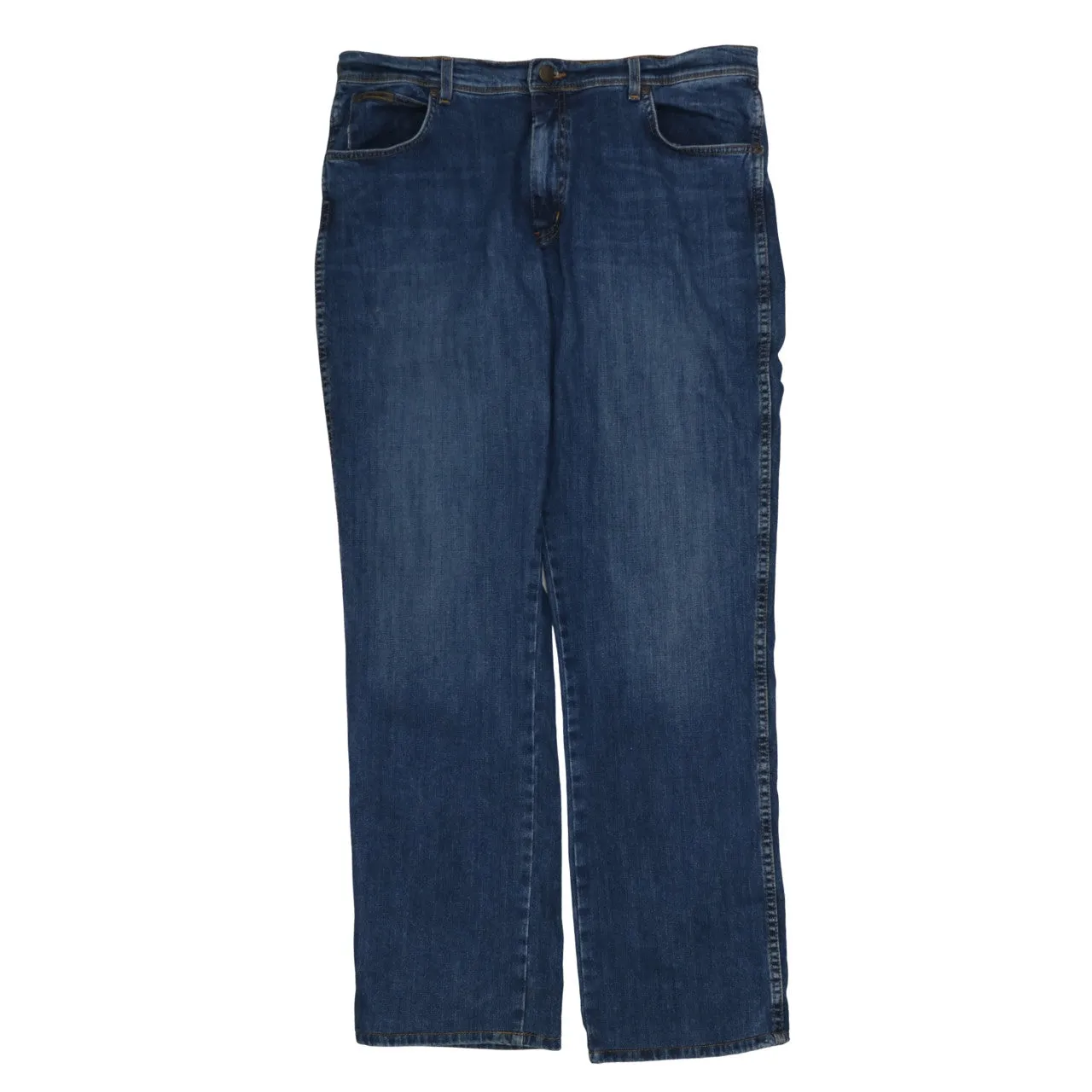 Wrangler Blue Denim Jeans Men's 38 Straight Leg Five Pocket Classic Stitching Pants sold by Vintage Club product image thumbnail 2