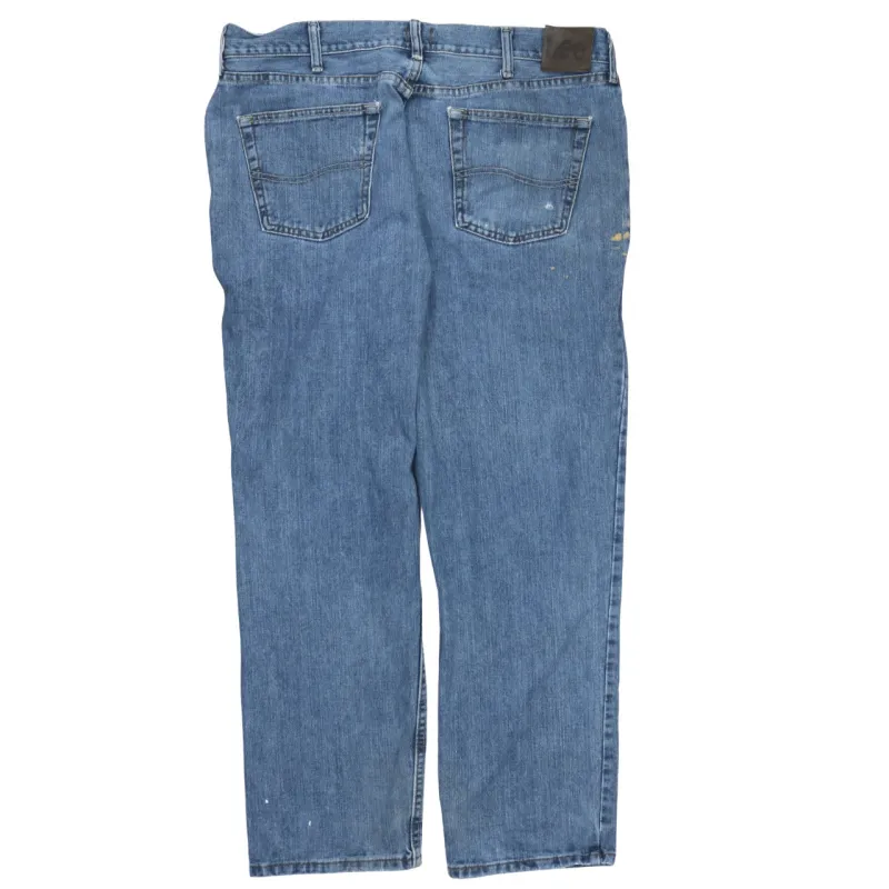 Lee Light Blue Jeans Men's 38x30 Paint Splatter Relaxed Fit Denim Trousers made by Lee