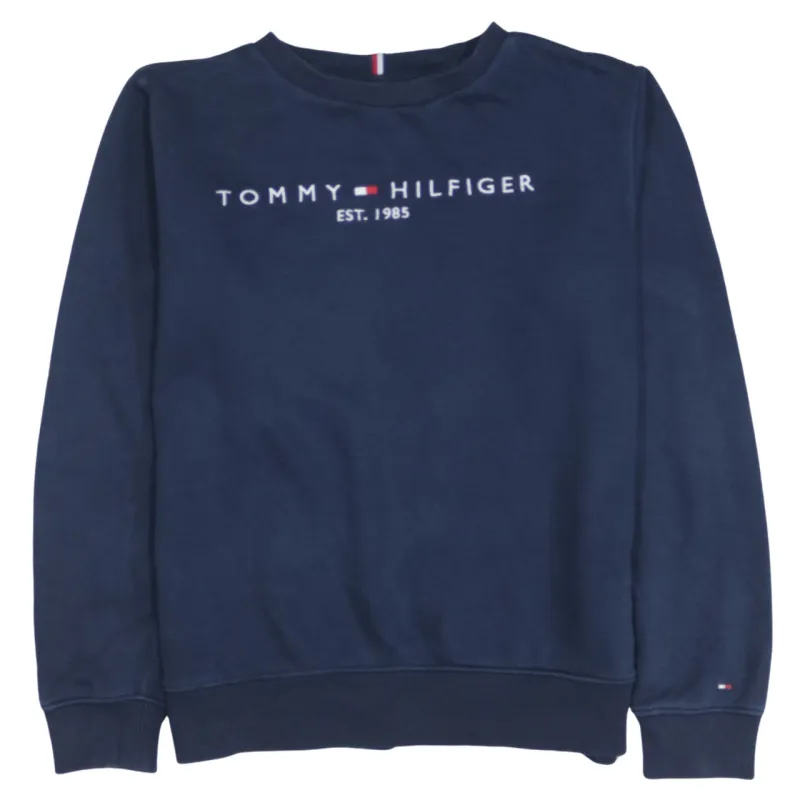 Tommy Hilfiger Navy Blue Sweatshirt Men's Small Embroidered Logo Crewneck Pullover Fleece Top sold by Vintage Club