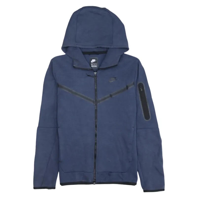 Nike Navy Blue Full Zip Hoodie Men's XSmall Embroidered Logo Sleeve Zip Pocket Sweatshirt sold by Vintage Club